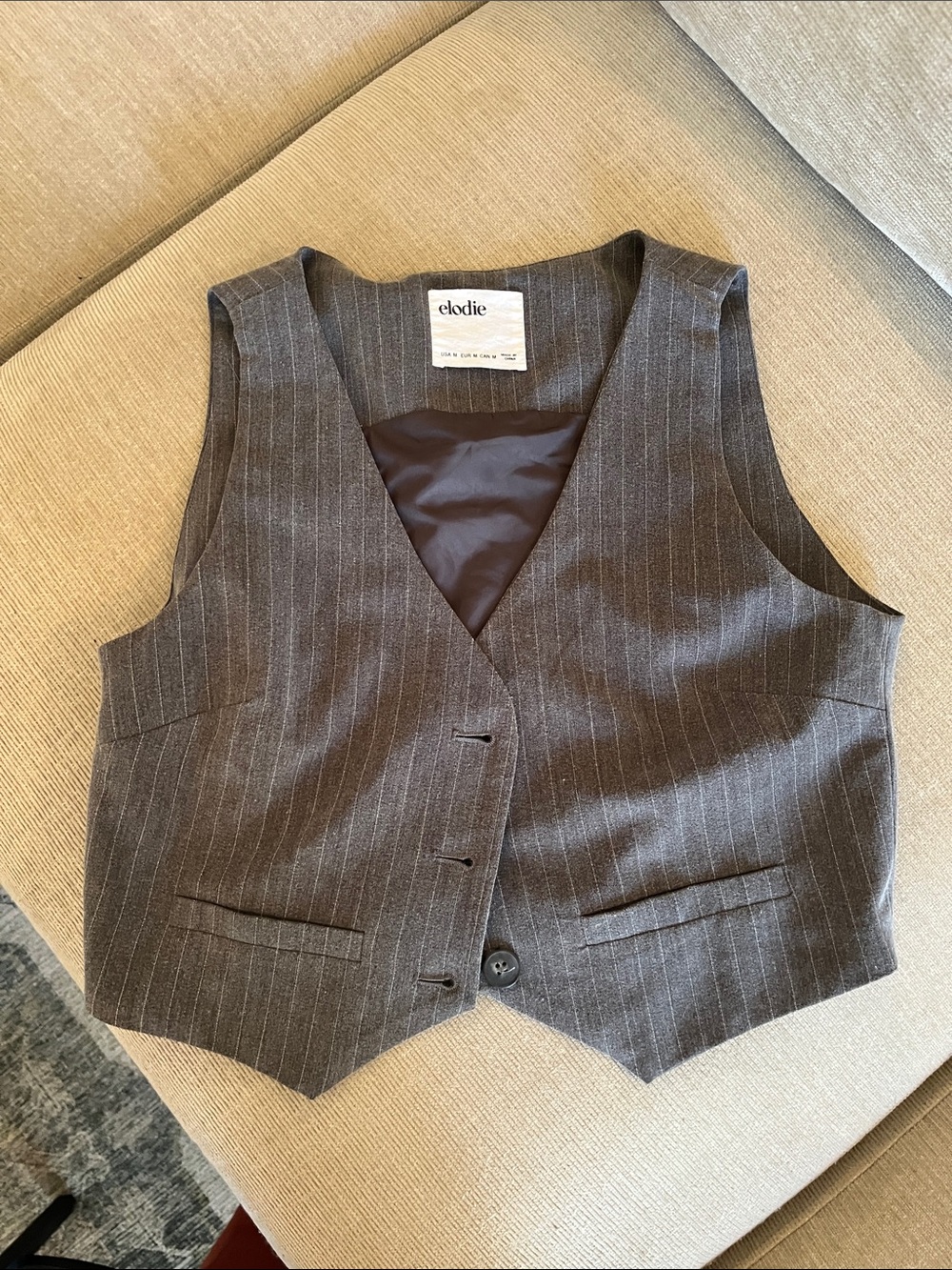 Elodie Women’s Pinstripe Gray Vest